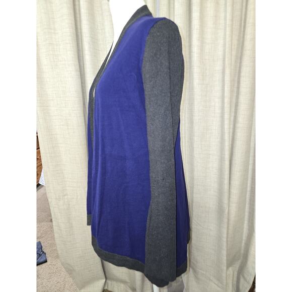 41Hawthorn Women's Large Bluish Purple And Gray Long Open Front Cardigan - Picture 3 of 8